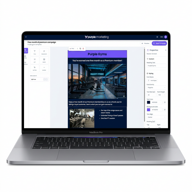 The Engage+ email template editor