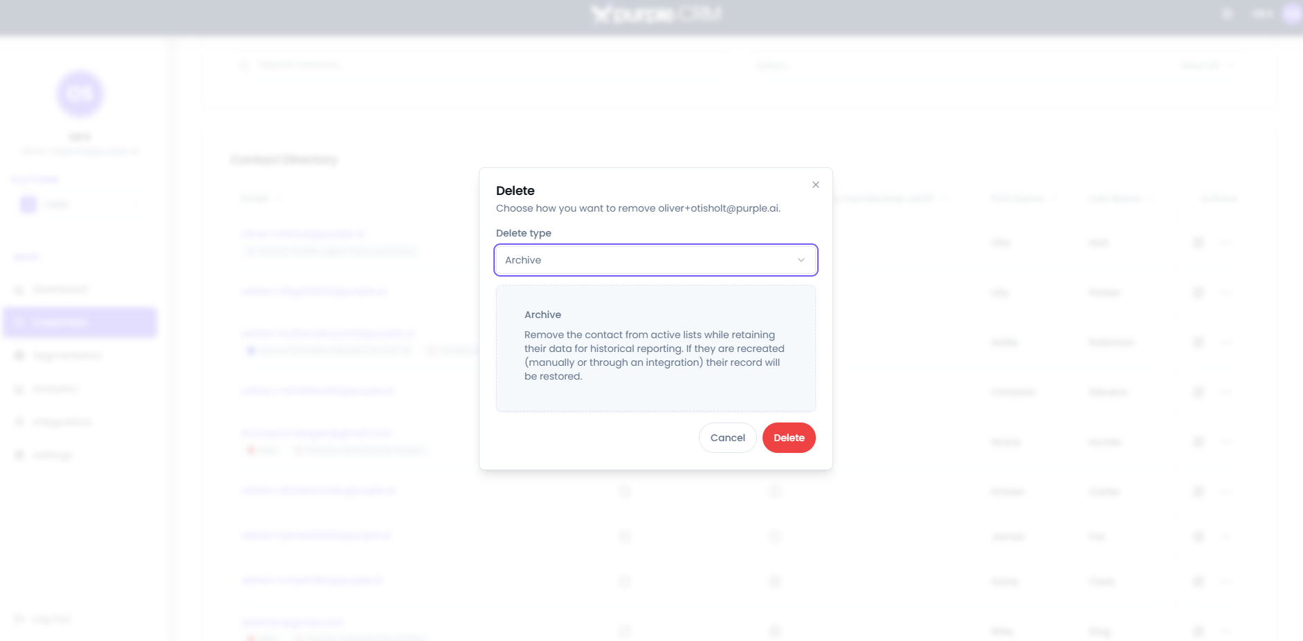 Customer segments built from WiFi logins in Purple Engage